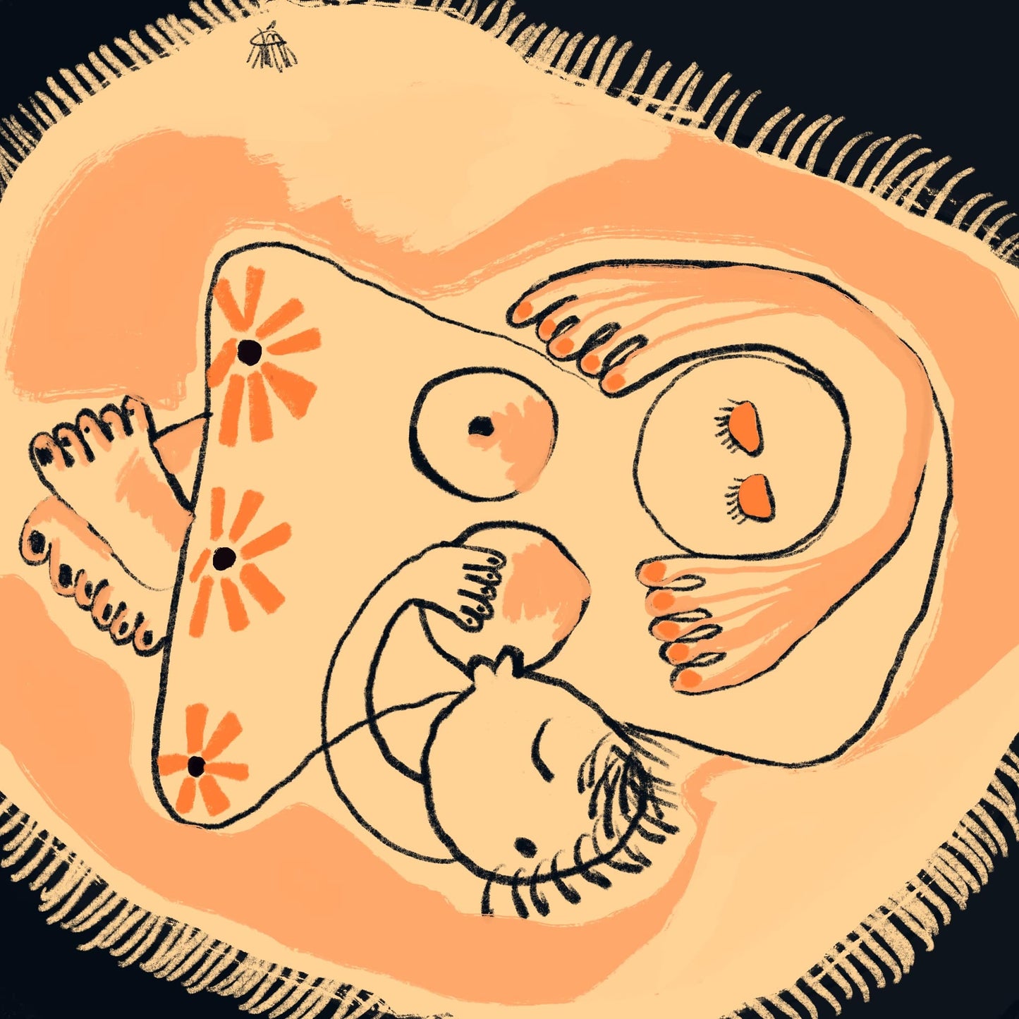 "SLEEPING IN THE MUM'S ARMS-I" by Kübra Müjde - Premium Matte Paper Poster