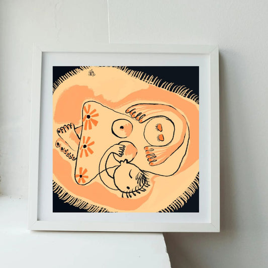"SLEEPING IN THE MUM'S ARMS-I" by Kübra Müjde - Premium Matte Paper Poster