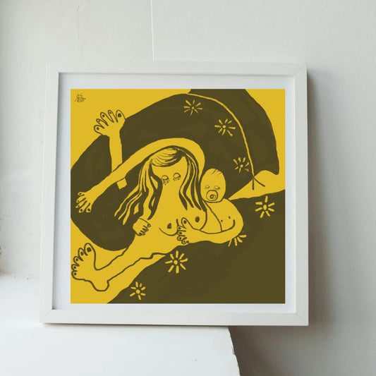 "SLEEPING IN THE MUM'S ARMS-II" by Kübra Müjde - Premium Matte Paper Poster