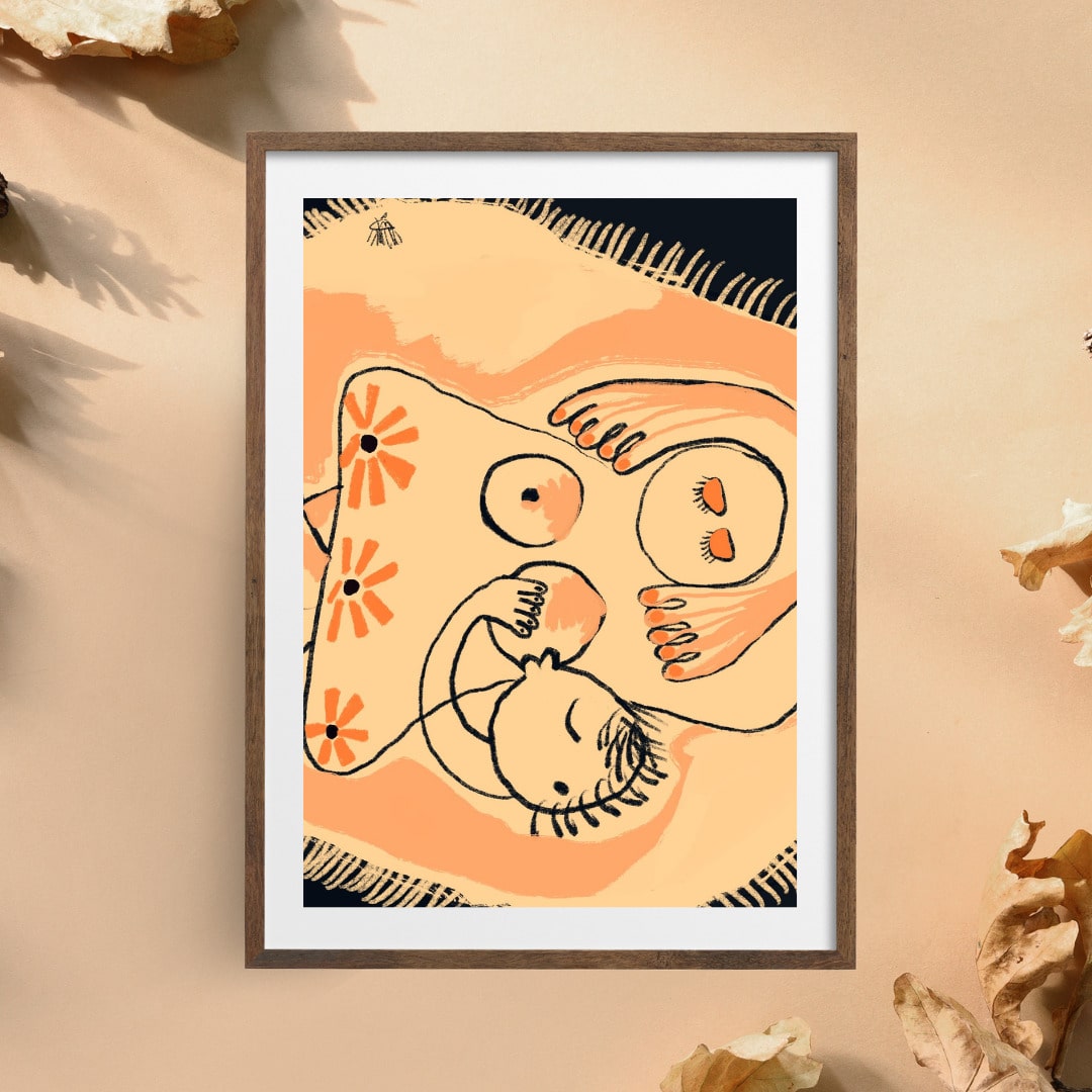 "SLEEPING IN THE MUM'S ARMS-I" by Kübra Müjde - Premium Matte Paper Poster